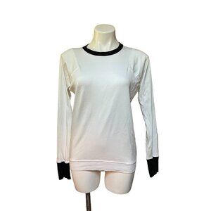 Lunya White Long Sleeve Shirt Flaming Marshmallow Embroidery Medium